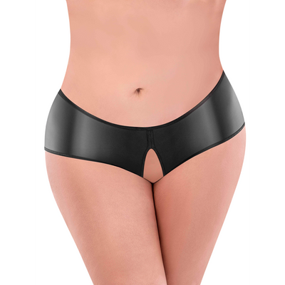 Liquid Onyx Split Back Boyshort - 2X - Zwart