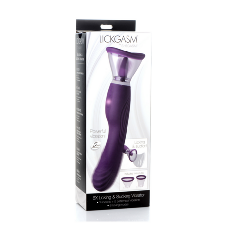 Lickgasm - 8x Licking en Sucking Vibrator - Paars