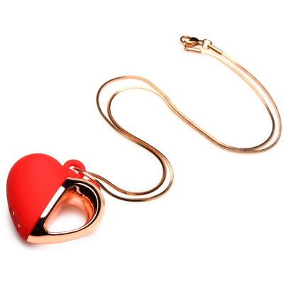 Vibrating Silicone Heart Necklace - Red