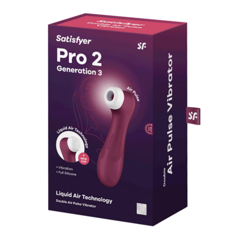 Pro 2 Generation 3 - Double Air Pulse Vibrator - Liquid Air - Wine Red