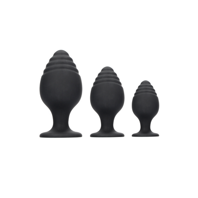 Rippled Butt Plug Set - Black