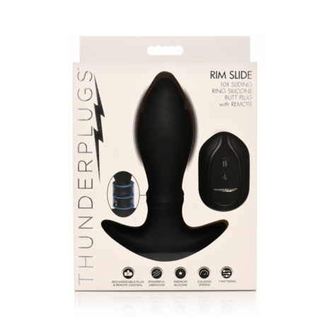 Rim Slide - Sliding Ring Silicone Butt Plug - Zwart