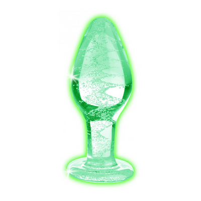 Glow-In-The-Dark - Glas Buttplug - Groot