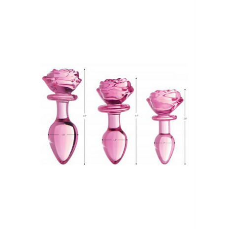 Roze Roos - Glazen Butt Plug - Medium