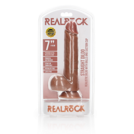 Rechtdoor Realistische Dildo met Ballen en Zuignap - 7 / 18 cm