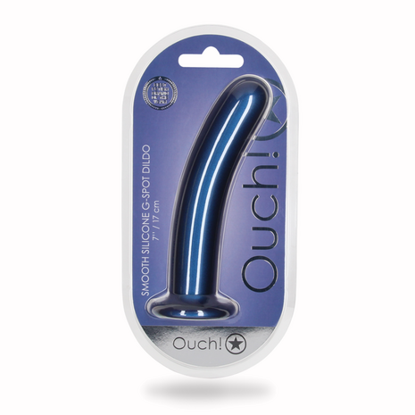 Smooth Silicone G-Spot Dildo - 7'' / 17 cm - Metallic Blue