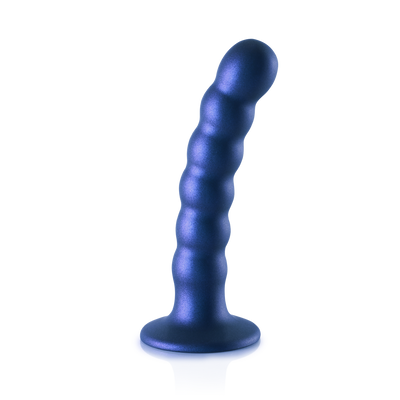 Beaded Silicone G-Spot Dildo - 5'' / 13 cm - Metallic Blauw