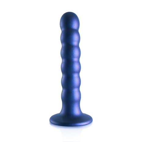 Beaded Silicone G-Spot Dildo - 5'' / 13 cm - Metallic Blauw