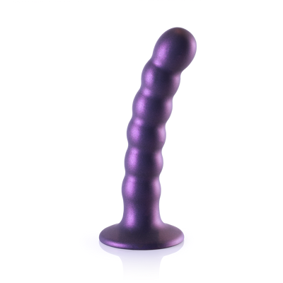 Beaded Silicone G-Spot Dildo - 5'' / 13 cm - Metallic Purple