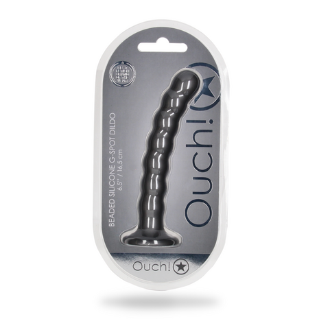 Beaded Silicone G-Spot Dildo - 6.5'' / 16,5 cm - Gunmetal