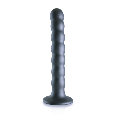 Beaded Silicone G-Spot Dildo - 6.5'' / 16,5 cm - Gunmetal