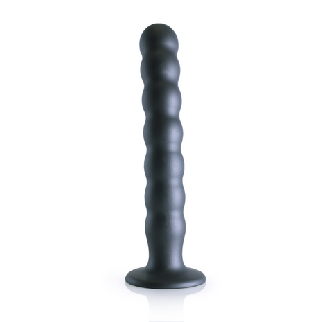 Beaded Silicone G-Spot Dildo - 8'' / 20,5 cm - Gunmetal