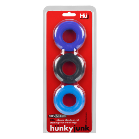 Huj3 - Cockring 3-pack - Tar / Cobalt / Aqua