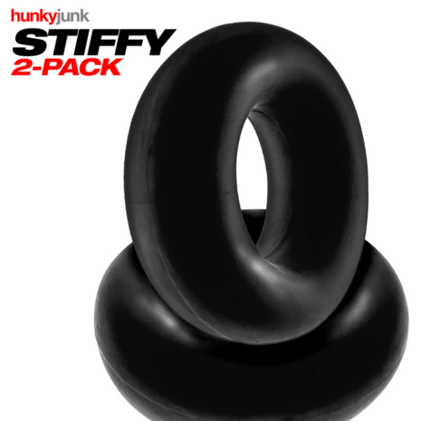 Stiffy - 2-pack No-Roll Cockrings - Tar Ice