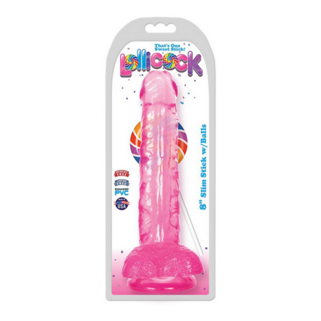 Slim Stick Cherry Ice - Dildo met ballen - 8 / 20,5 cm