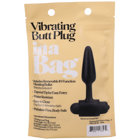 Vibrating Butt Plug - 3 / 8 cm - Black