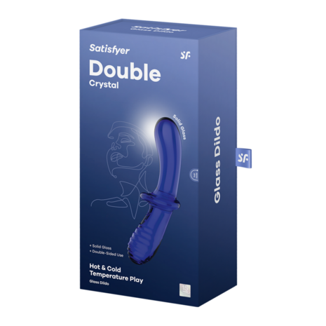 Double Crystal - Glass Dildo - Light Blue