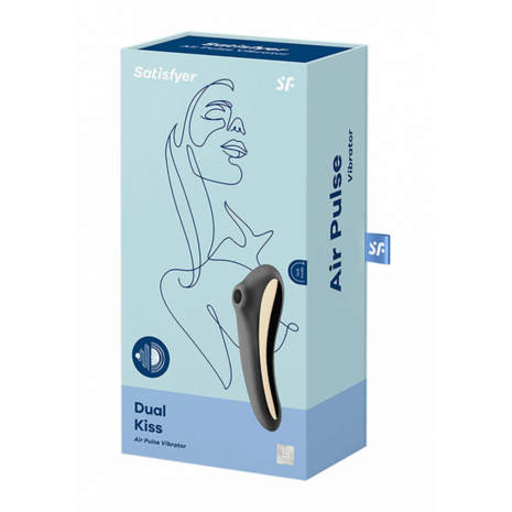 Dual Kiss - Air Pulse Vibrator - Zwart