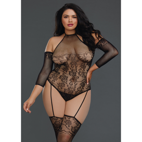 Fishnet Teddy Bodystocking - Plus Size