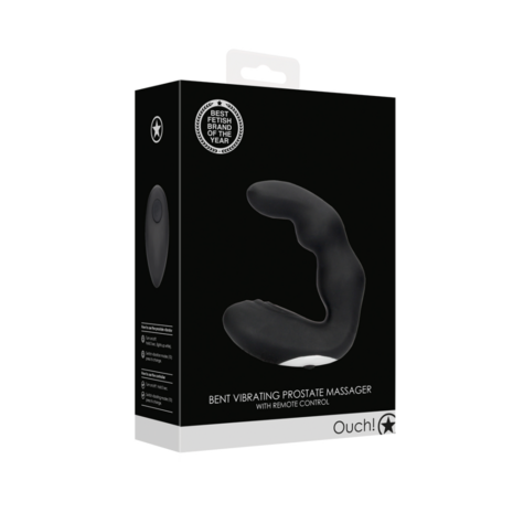 Bent Vibrating Prostate Massager with Remote Control - Black