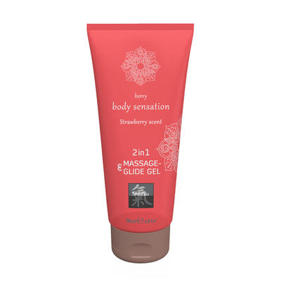 2 in 1 Massage and Glide Gel - Strawberry - 7 fl oz / 200 ml