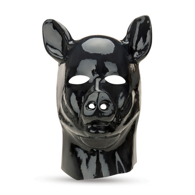 Latex Pig Hood - Black