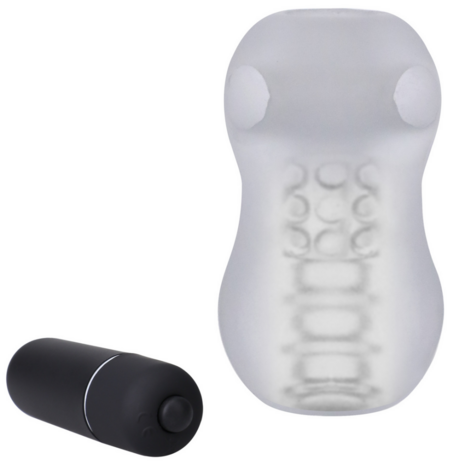 GoodHead - Helping Head Pro - Vibrating Masturbator Sleeve - Frost