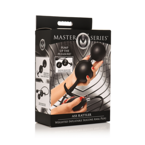 Ass Rattler - Weighted Inflatable Silicone Anal Plug - Black