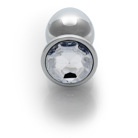 Ronde Gem Butt Plug - Medium - Zilver/Diamant