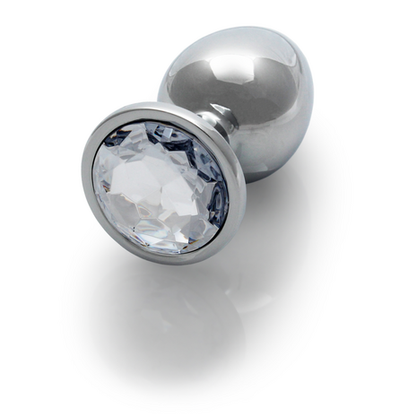 Ronde Gem Butt Plug - Medium - Zilver/Diamant