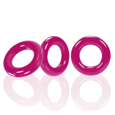 Willy Rings - 3-pack Rekbare Cockringen - Felroze