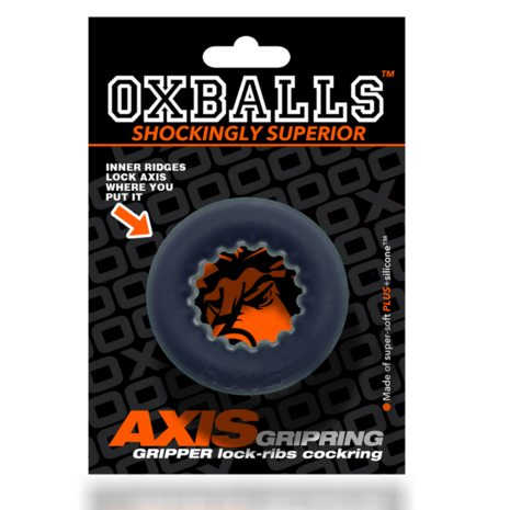 Axis - Inner Ribbed Griphold Cockring - Black Ice