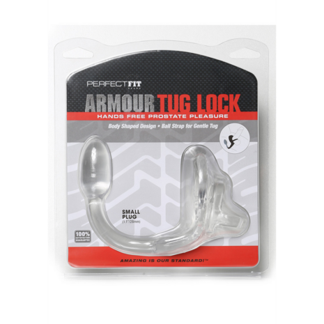 Armor Tug Lock - Cockring met Ball Strap en Butt Plug - Klein