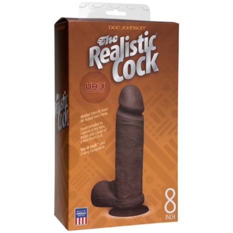 Realistic Cock with Balls - Removable Vac-U-Lock Suction Cup - ULTRASKYN - 8 / 20 cm - Chocolate