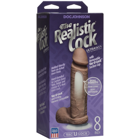 Realistische Cock met Ballen - Verwijderbare Vac-U-Lock Zuignap - ULTRASKYN - 8 / 20 cm - Karamel