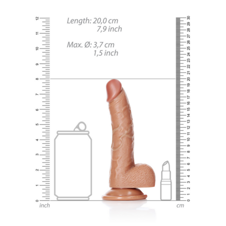 Gebogen Realistische Dildo met Ballen en Zuignap - 7 / 18 cm