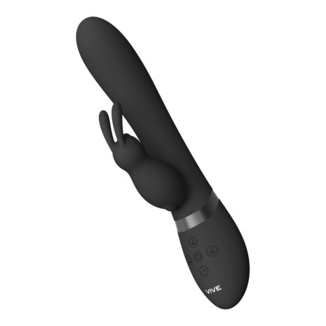 Taka - Inflatable and Vibrating Rabbit Vibrator - Black