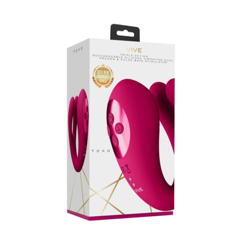 Yoko - Triple Action Vibrator Dual Prongs met Clitorale Pulsatiegolf