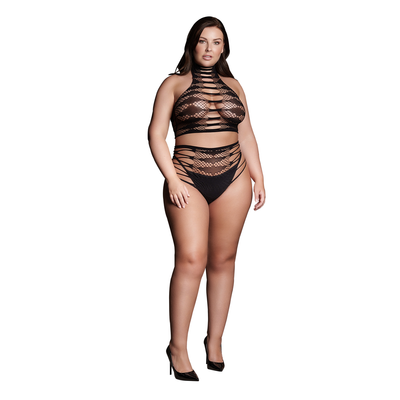 Carpo XLVI - Twee Delen met Col, Crop Top en Pantie - Plus Size