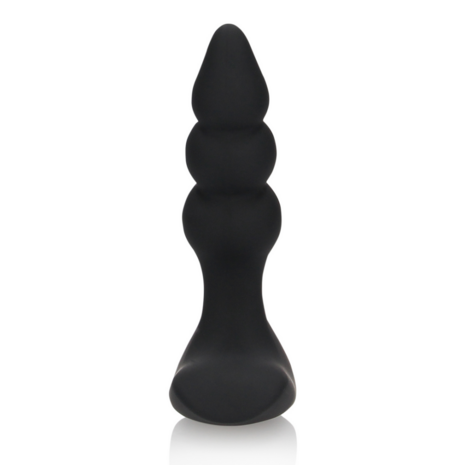 Beaded Vibrating Anal Plug with Remote Control - Licorice Black