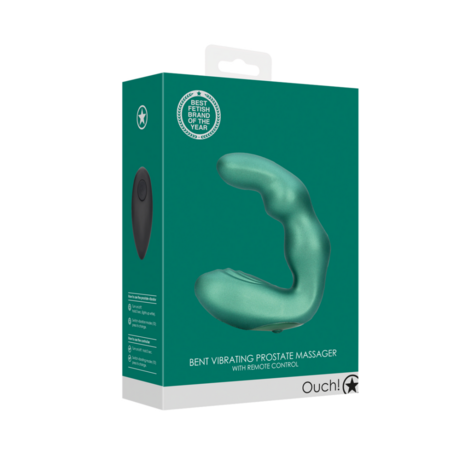 Bent Vibrating Prostate Massager met Afstandsbediening - Metallic Groen