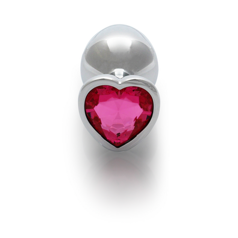 Heart Gem Butt Plug - Medium - Zilver/Rubellite Roze