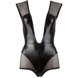 Wetlook Body Met Netstof - Zwart Wetlook Body Met Netstof - Zwart