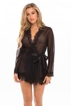 Transparante Kimono Met String - Zwart Transparante Kimono Met String - Zwart