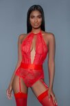 Ophelia Kanten Jarretel Body - Rood Ophelia Kanten Jarretel Body - Rood