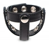Cock Gear Verstelbare Leren Cock en Balring Met Studs - Zwart Cock Gear Verstelbare Leren Cock en Balring Met Studs - Zwart