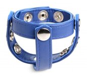 Cock Gear Verstelbare Leren Cock en Balring Met Studs - Blauw Cock Gear Verstelbare Leren Cock en Balring Met Studs - Blauw