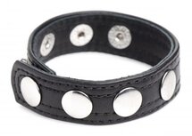 Cock Gear Verstelbare Leren Cockring Met Studs - Zwart Cock Gear Verstelbare Leren Cockring Met Studs - Zwart